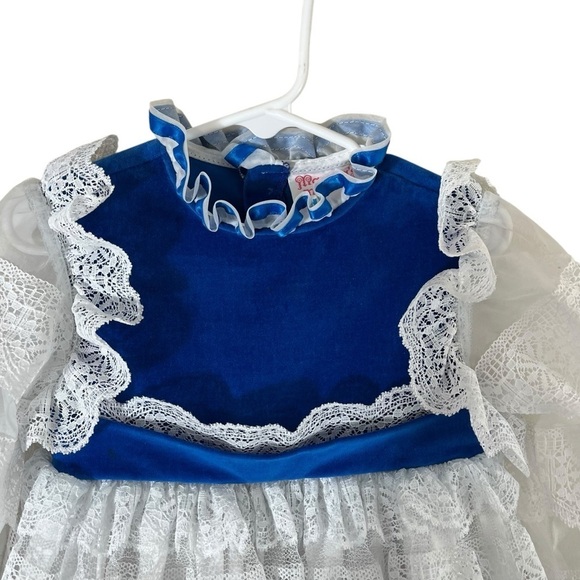 VINTAGE 80s MARTHA'S MINIATURES Ruffle Tiered Velvet and Lace Dress - Picture 4 of 14